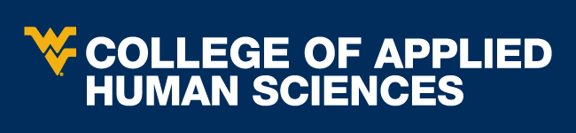 WVU College of Applied Human Sciences Wordmark on a blue background