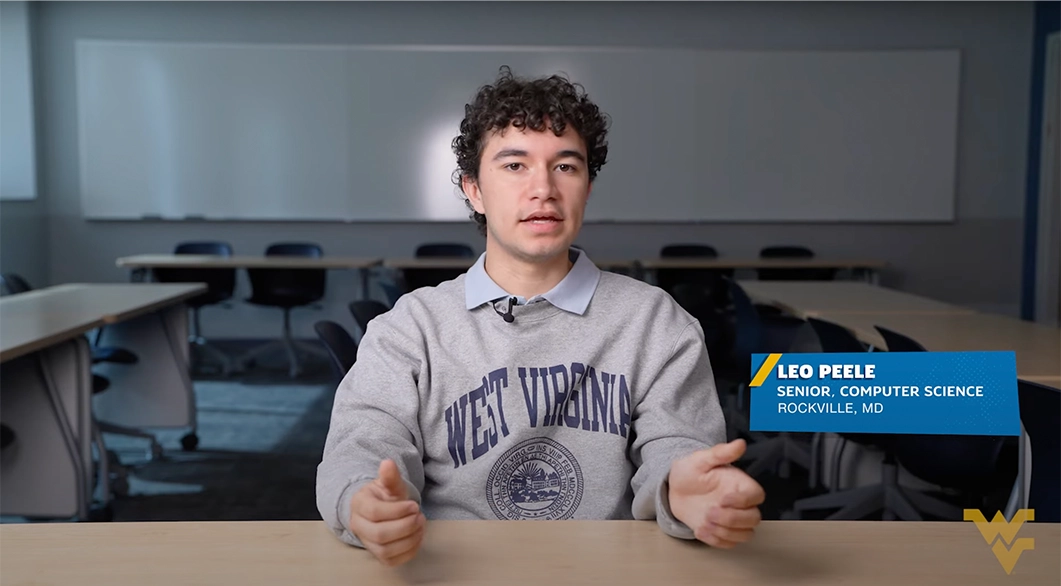 An interview set-up example from the 'Research at Every Level at WVU' video on YouTube