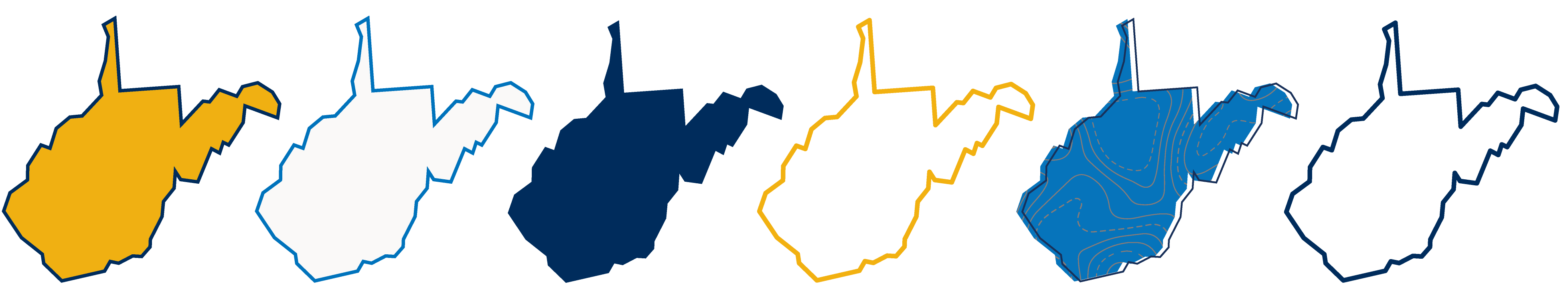 State of West Virginia outlines in various brand colors.