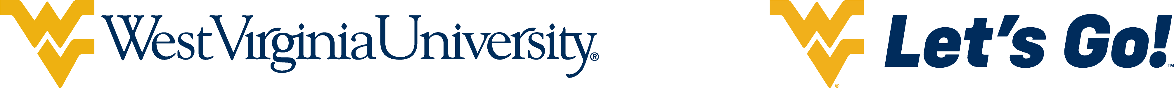 WVU logo and Let's Go tagline in Config Variable font